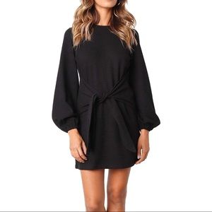 Women’s Long Sleeve Bodycon Tie Waist Dress